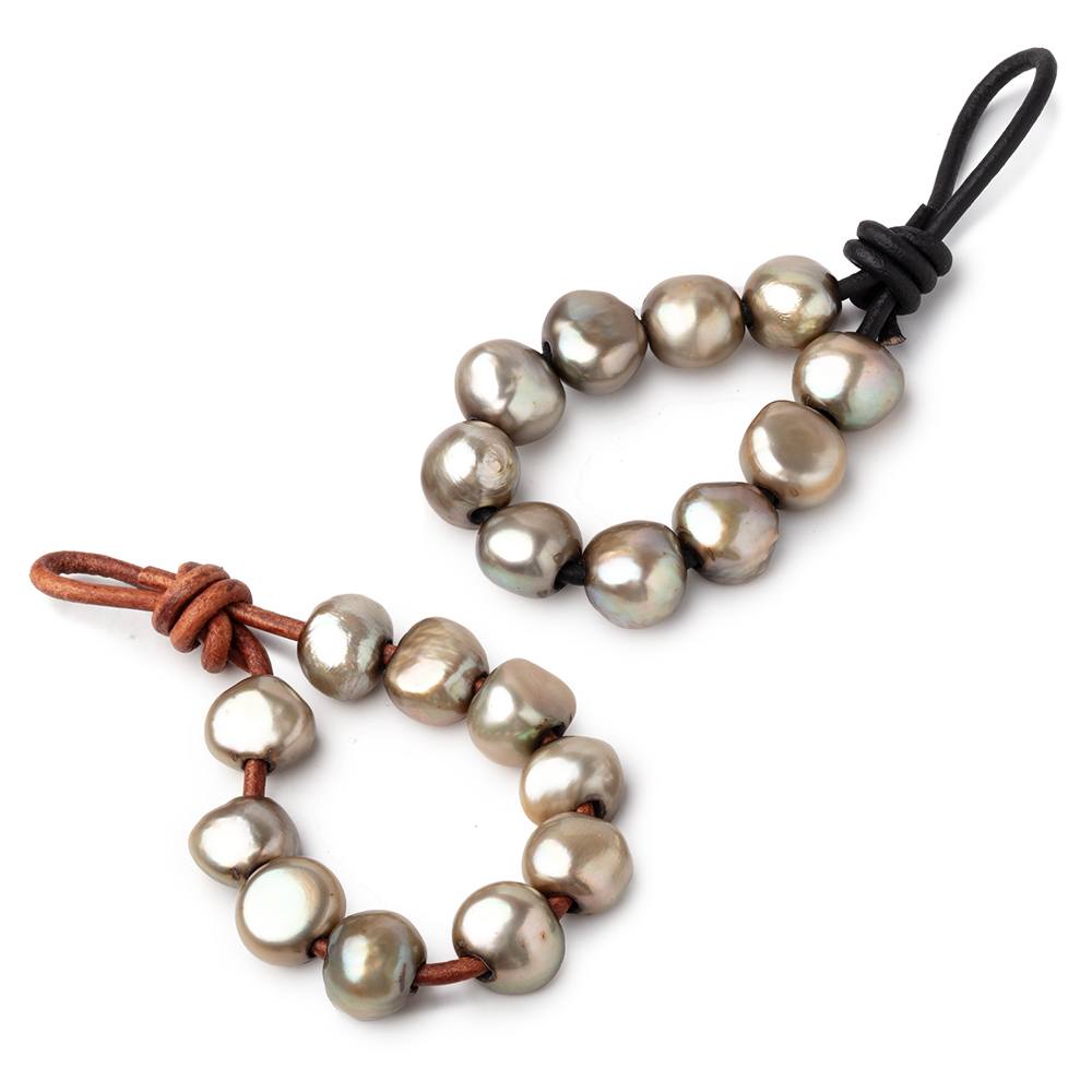 9-11mm Celadon Green Large Hole Baroque Pearls Set of 10 - BeadsofCambay.com