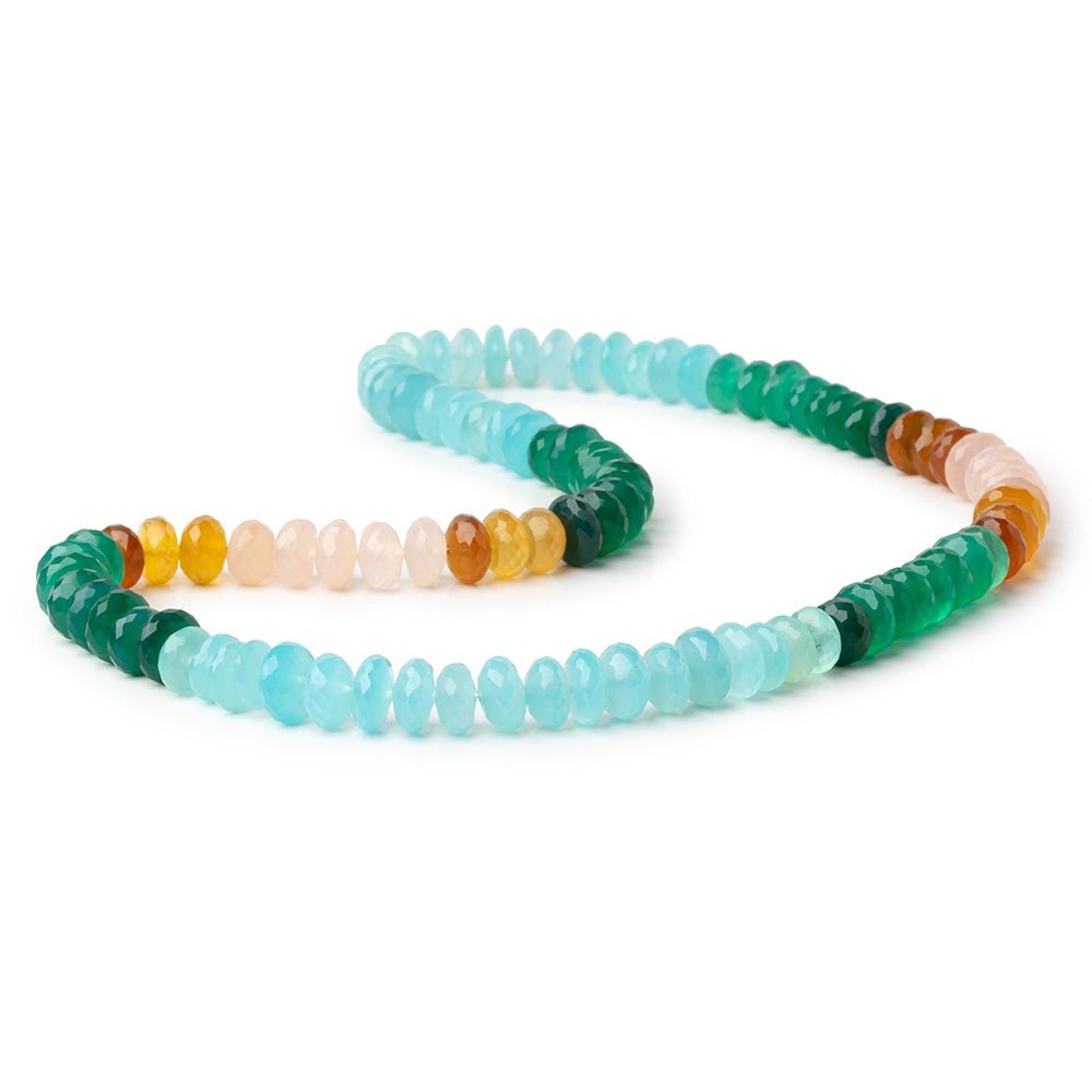 8.5 - 10mm Multi Color Chalcedony Faceted Rondelle 19 inch 94 Beads - Beadsofcambay.com