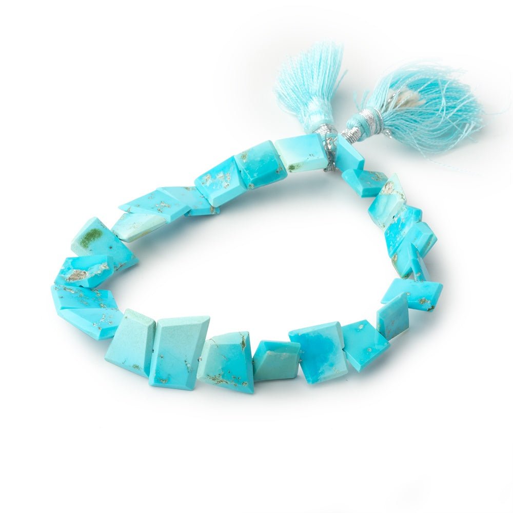 8.5 - 12mm Sleeping Beauty Turquoise Faceted Freeform Slice 7.5 inch 22 Beads - Beadsofcambay.com
