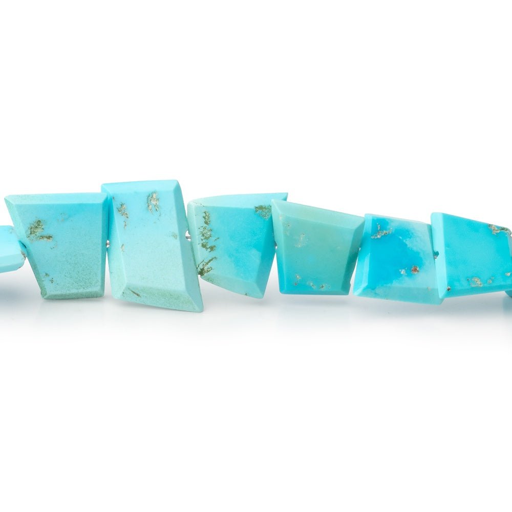 8.5 - 12mm Sleeping Beauty Turquoise Faceted Freeform Slice 7.5 inch 22 Beads - Beadsofcambay.com