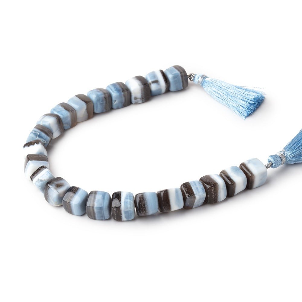 8.5-9mm Banded Owyhee Blue Opal Plain Cube Beads 7.5 inch 20 pieces - Beadsofcambay.com