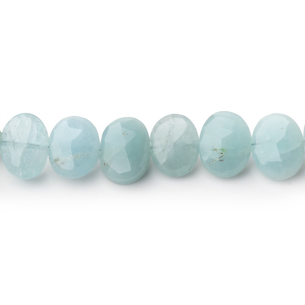 8.5x6.5mm Aquamarine Faceted Oval Beads 8 inch 28 pieces - Beadsofcambay.com