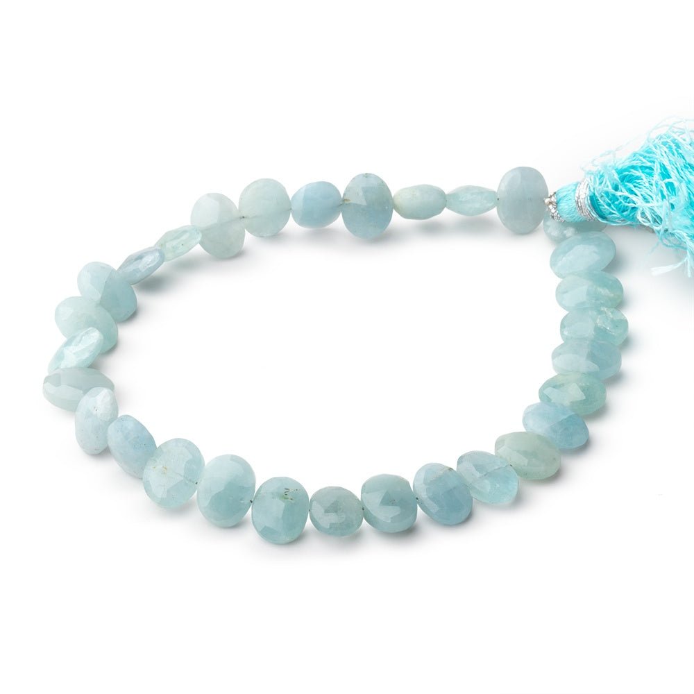 8.5x6.5mm Aquamarine Faceted Oval Beads 8 inch 28 pieces - Beadsofcambay.com