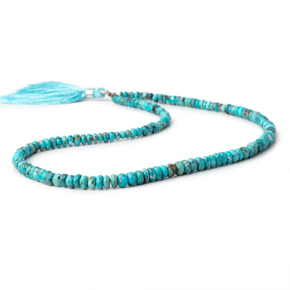 3-6mm Turquoise Faceted Rondelle Beads 16 inch 150 pieces - BeadsofCambay.com