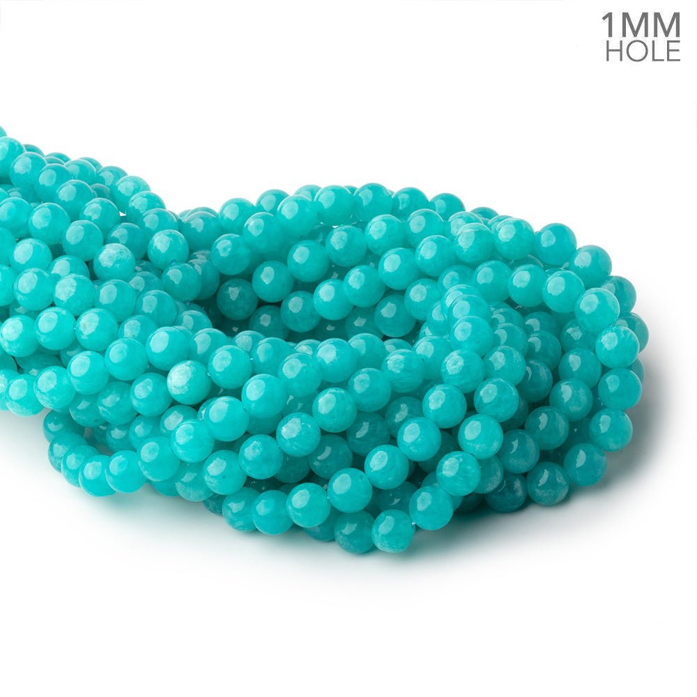 8mm Amazonite Plain Round Beads 15 inch 46 pieces 1mm hole - Beadsofcambay.com