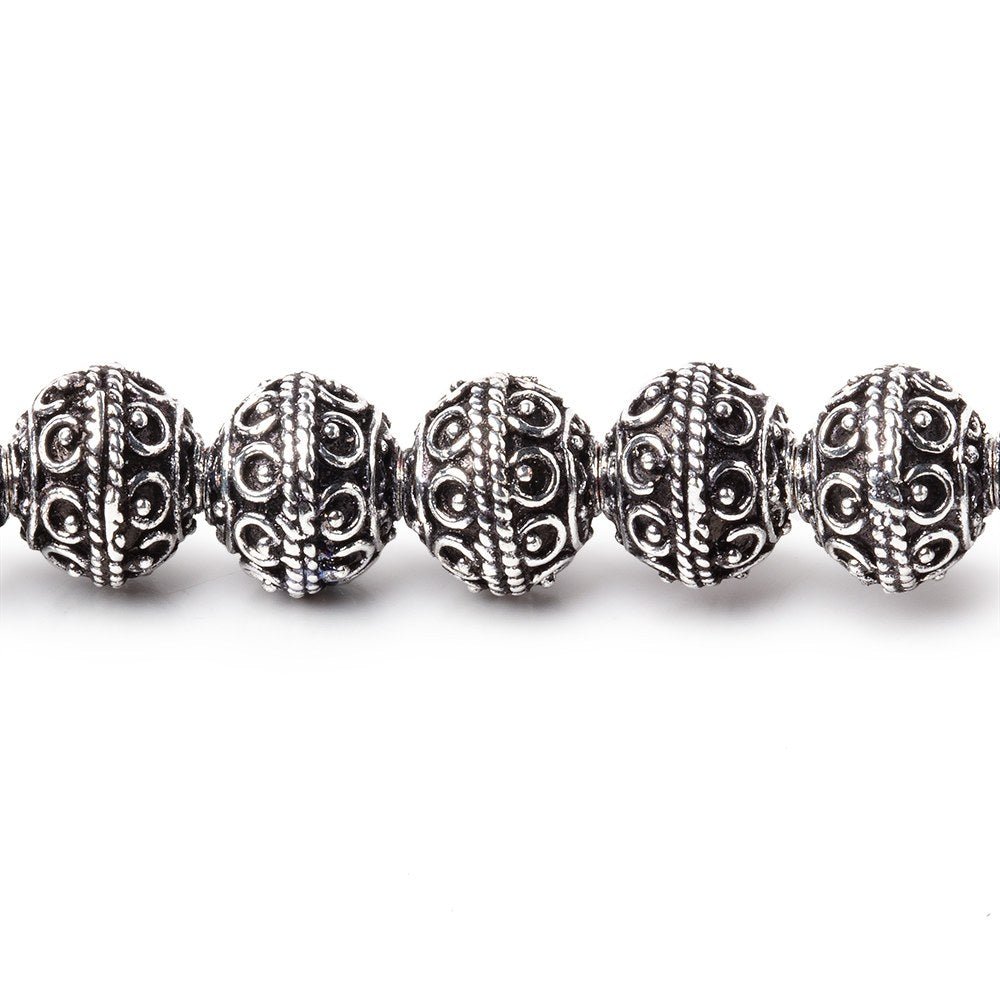 8mm Antiqued Sterling Silver Plated Copper Bead Roval, Persian 8 inch 28 pcs - Beadsofcambay.com