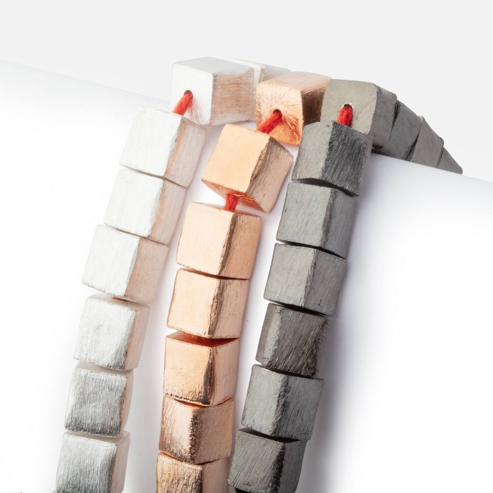 8mm Brushed Cube Beads - Beadsofcambay.com