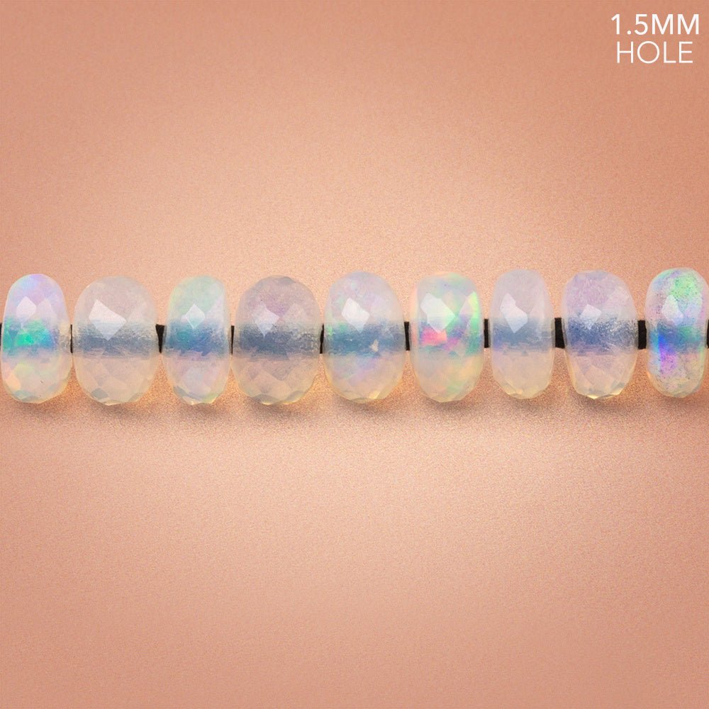 8mm Ethiopian Opal 1.5mm Large Hole Faceted Rondelle 8 inch 45 Beads AA - Beadsofcambay.com