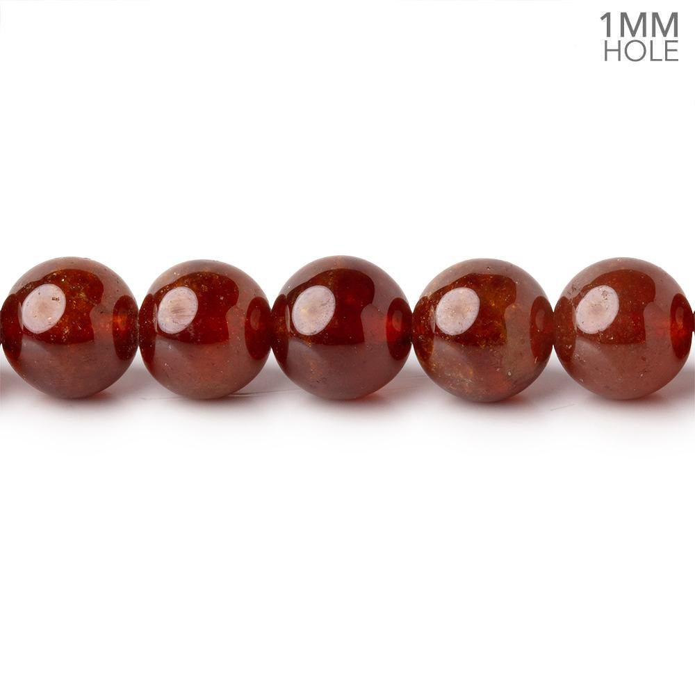 8mm Hessonite Garnet Plain Round 15.5 inch 48 Beads with a 1mm Hole - Beadsofcambay.com
