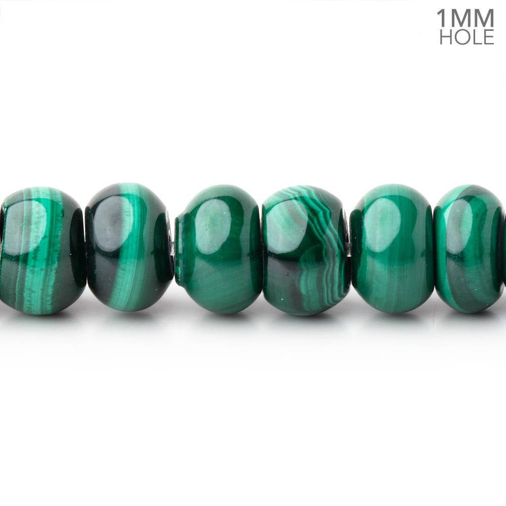 8mm Malachite Plain Rondelle Beads 15.5 inch 82 pieces 1mm Hole - Beadsofcambay.com