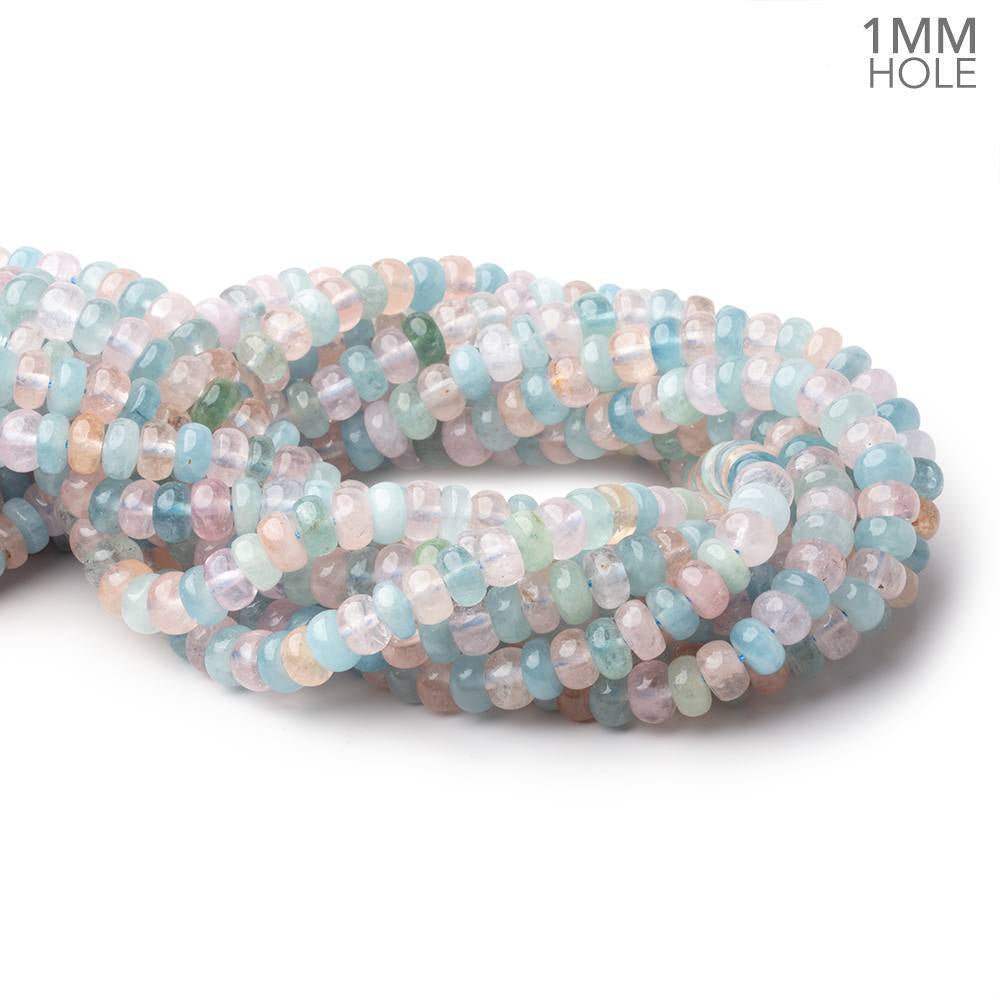 8mm Multi Color Beryl Plain Rondelle 16 inch 87 Beads 1mm Drill Hole - Beadsofcambay.com