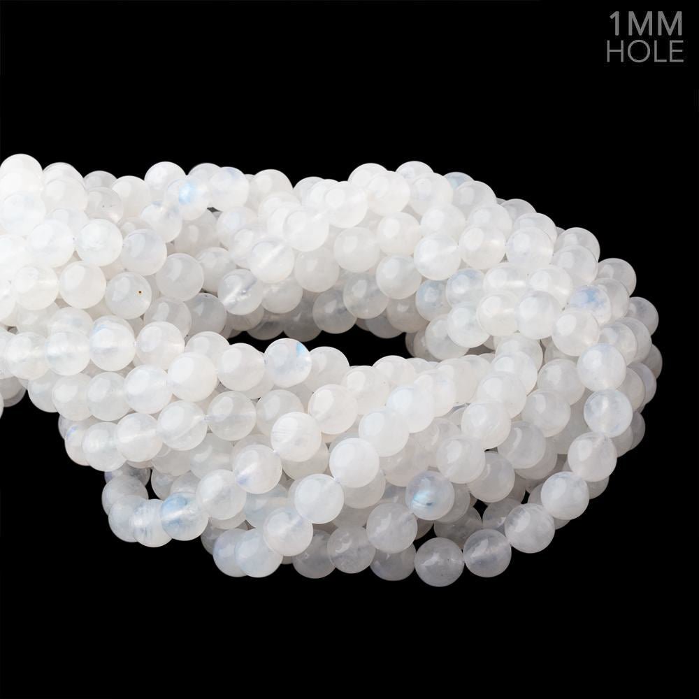 8mm Rainbow Moonstone Plain Round 15.5 inch 48 Beads 1mm Hole - Beadsofcambay.com