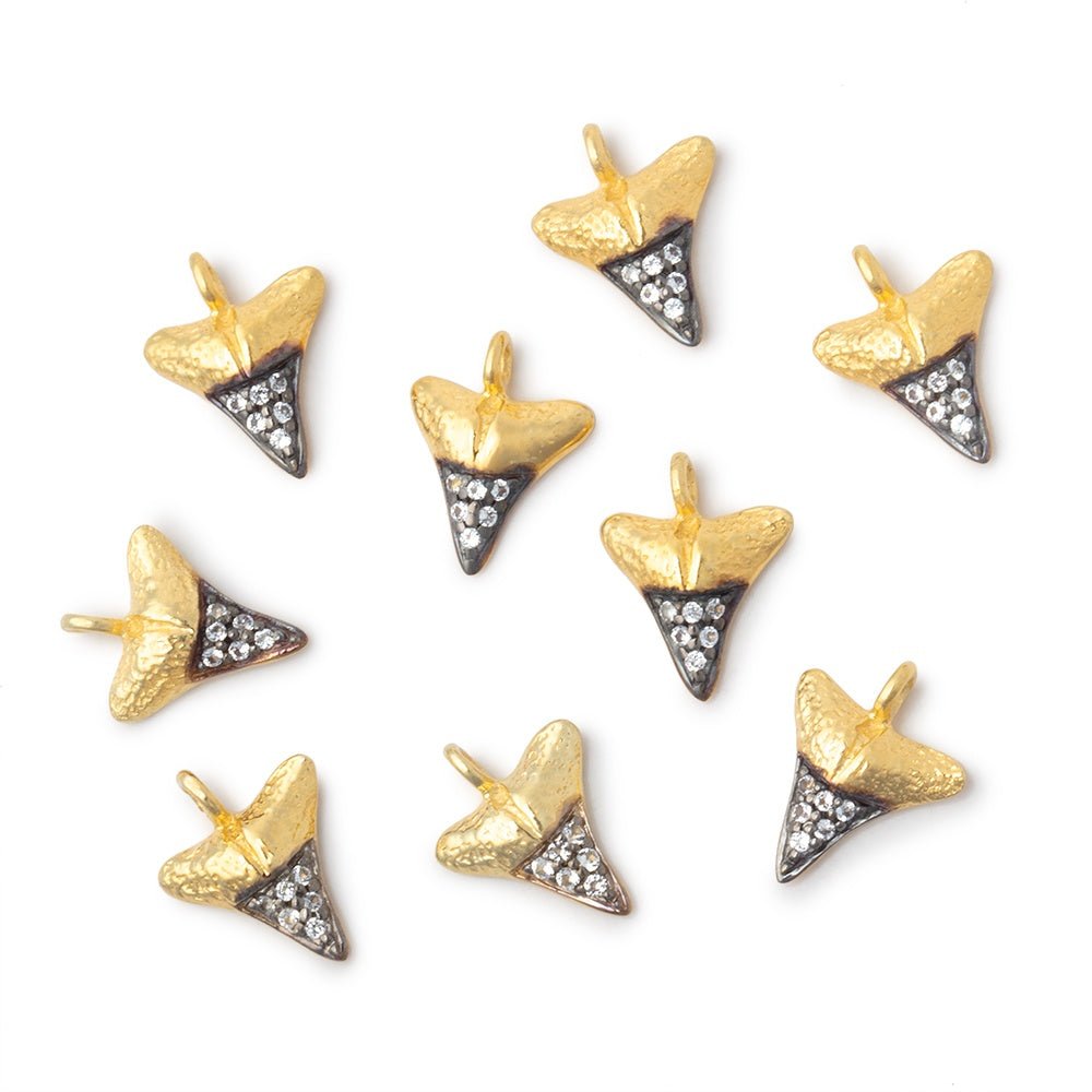 8mm Vermeil Pavé Shark Tooth Pendant 1 piece - Beadsofcambay.com