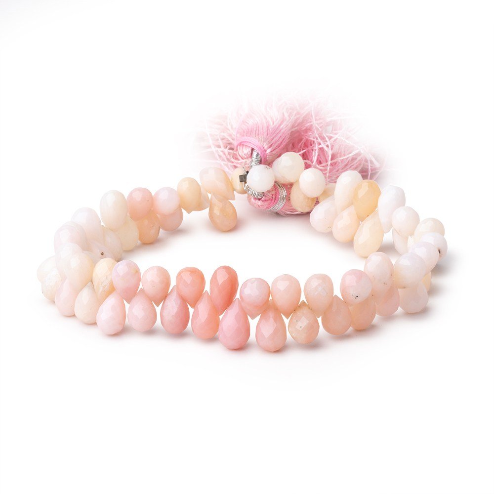 8x5-10x6mm Pink Peruvian Opal Faceted Tear Drop 8 inch 64 Beads - Beadsofcambay.com