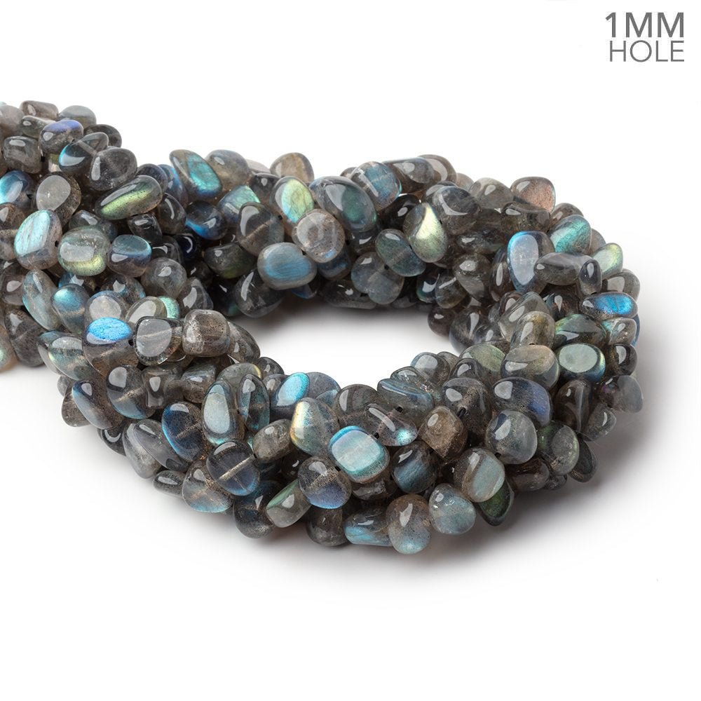 8x5 - 10x8mm Labradorite Plain Nugget 16 inch 63 Beads 1mm Hole - Beadsofcambay.com