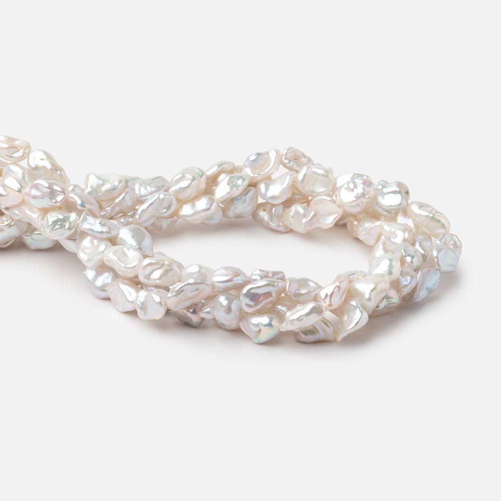 8x6.5 - 10x7mm Off White Keshi Straight Drilled Freshwater Pearl 16 inch 45 Beads - Beadsofcambay.com