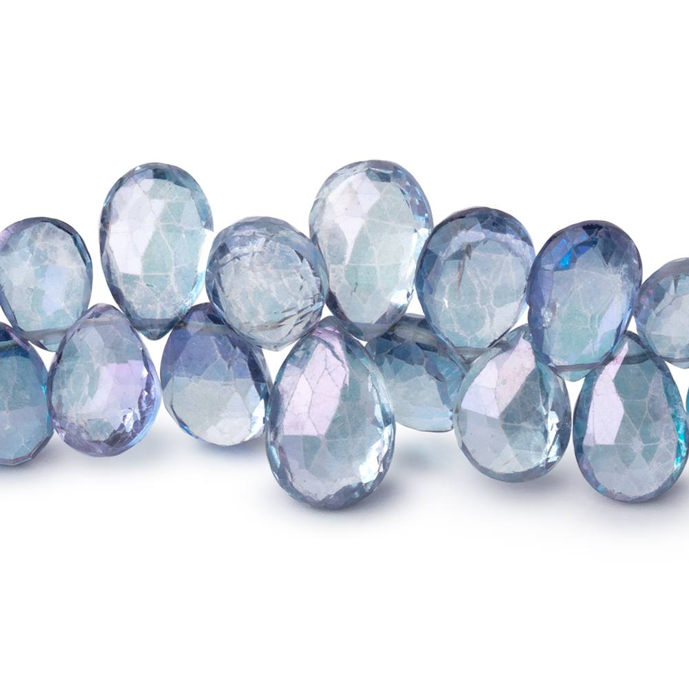 8x6.5 - 12x8mm Mystic Blue Topaz Faceted Pear Beads 8 inch 60 pieces - Beadsofcambay.com