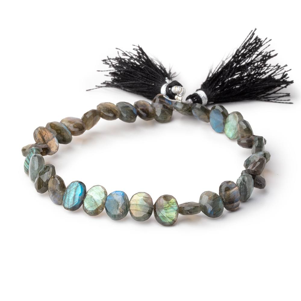 8x6mm Labradorite Faceted Oval Beads 8 inch 30 pieces - Beadsofcambay.com