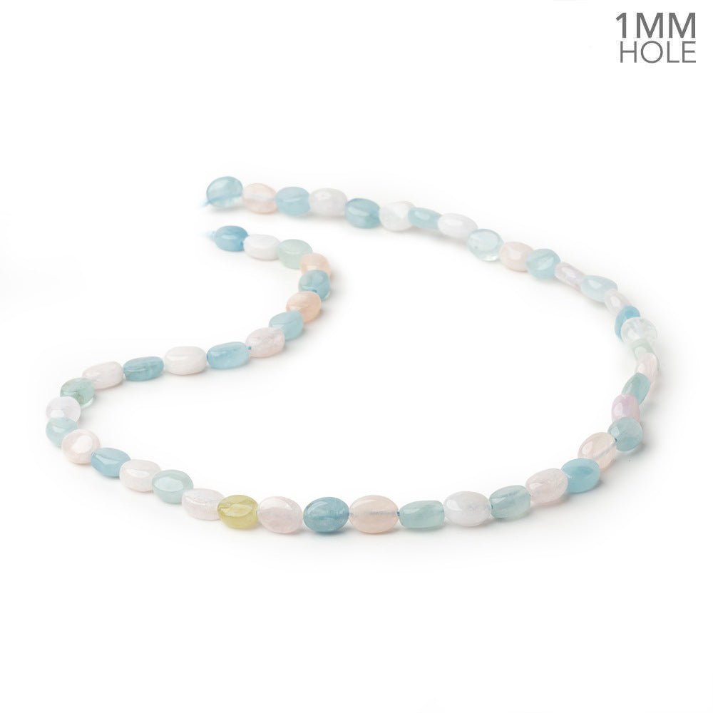 8x6mm Multi Color Beryl Plain Oval 15.5 inch 50 Beads 1mm Drill Hole - Beadsofcambay.com