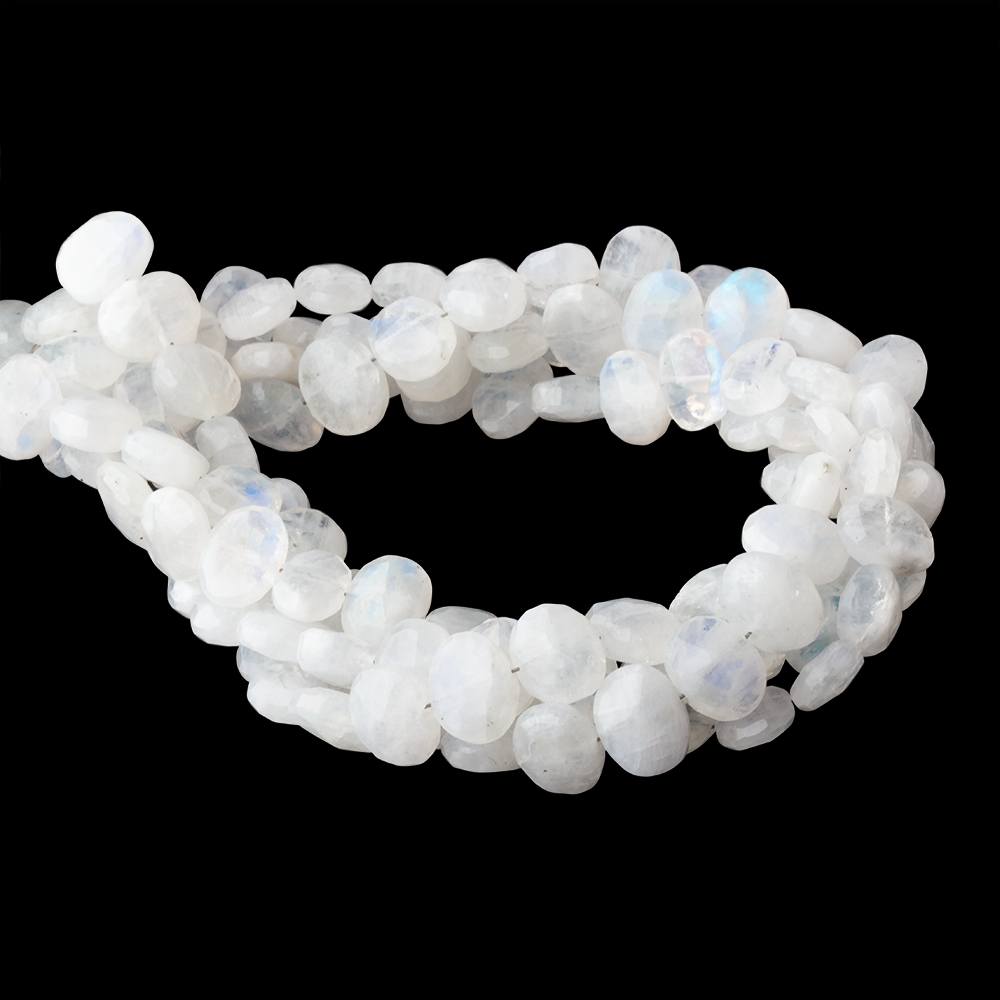 8x6mm Rainbow Moonstone Faceted Oval Beads 8 inch 30 pieces - Beadsofcambay.com