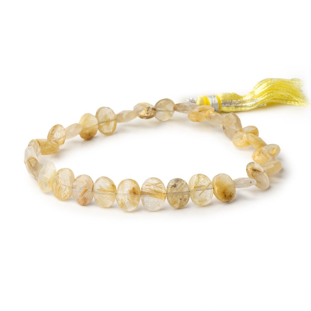 8x6mm Rutilated Quartz Faceted Oval Beads 8 inch 28 pieces - Beadsofcambay.com