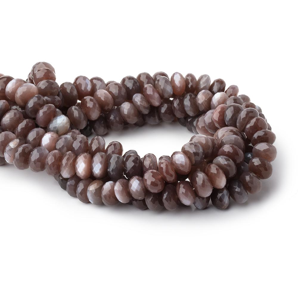 9-10mm Chocolate Moonstone Faceted Rondelle 14 inch 52 Beads - Beadsofcambay.com