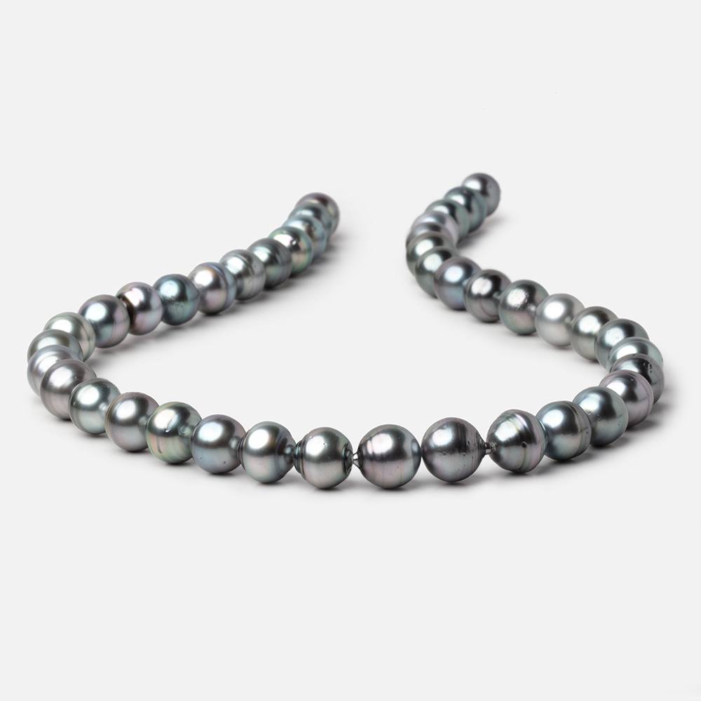 9 - 10mm Silver Tahitian Saltwater Pearl Beads 15.75 inch 41 pieces A - Beadsofcambay.com