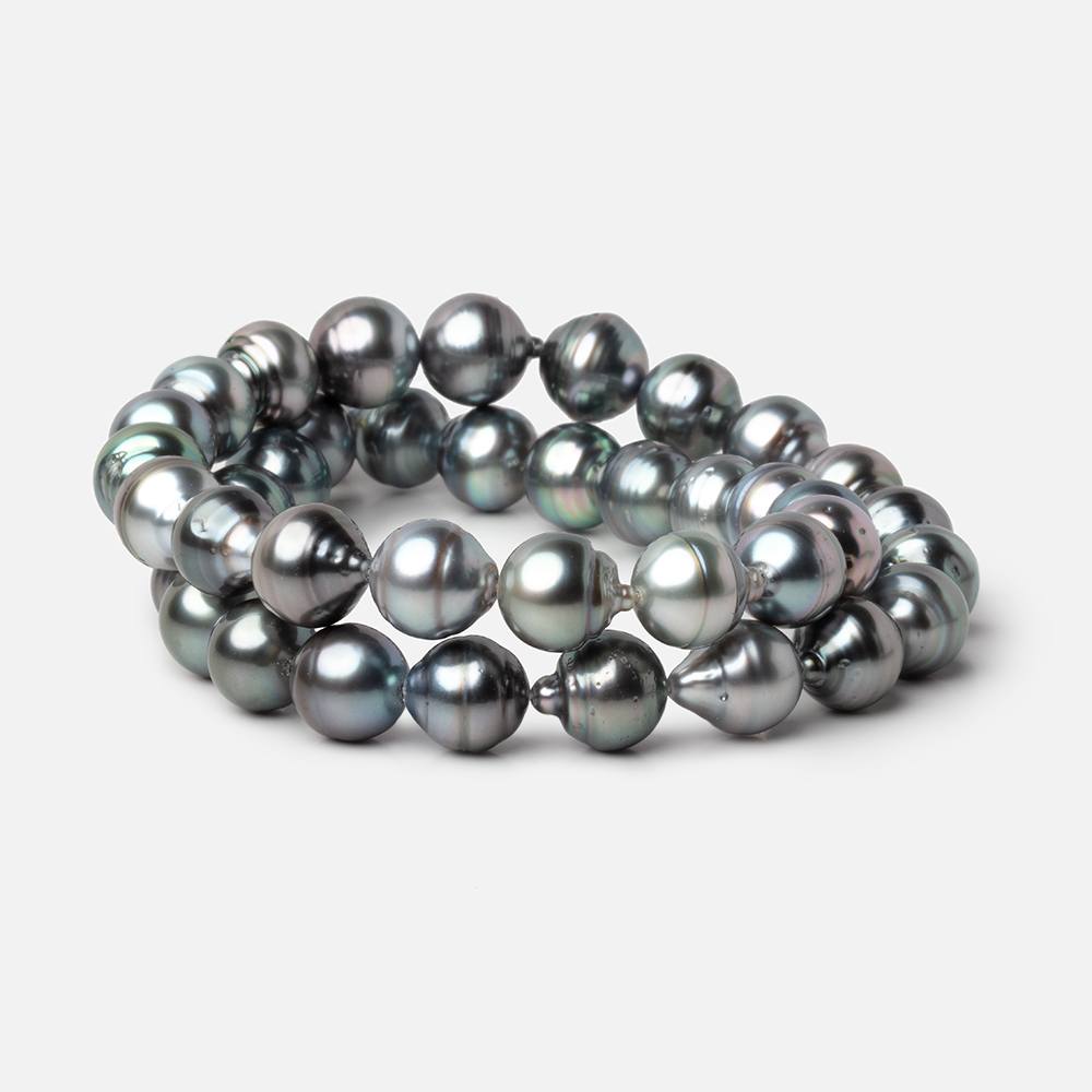 9 - 10mm Silver Tahitian Saltwater Pearl Beads 15.75 inch 41 pieces A - Beadsofcambay.com