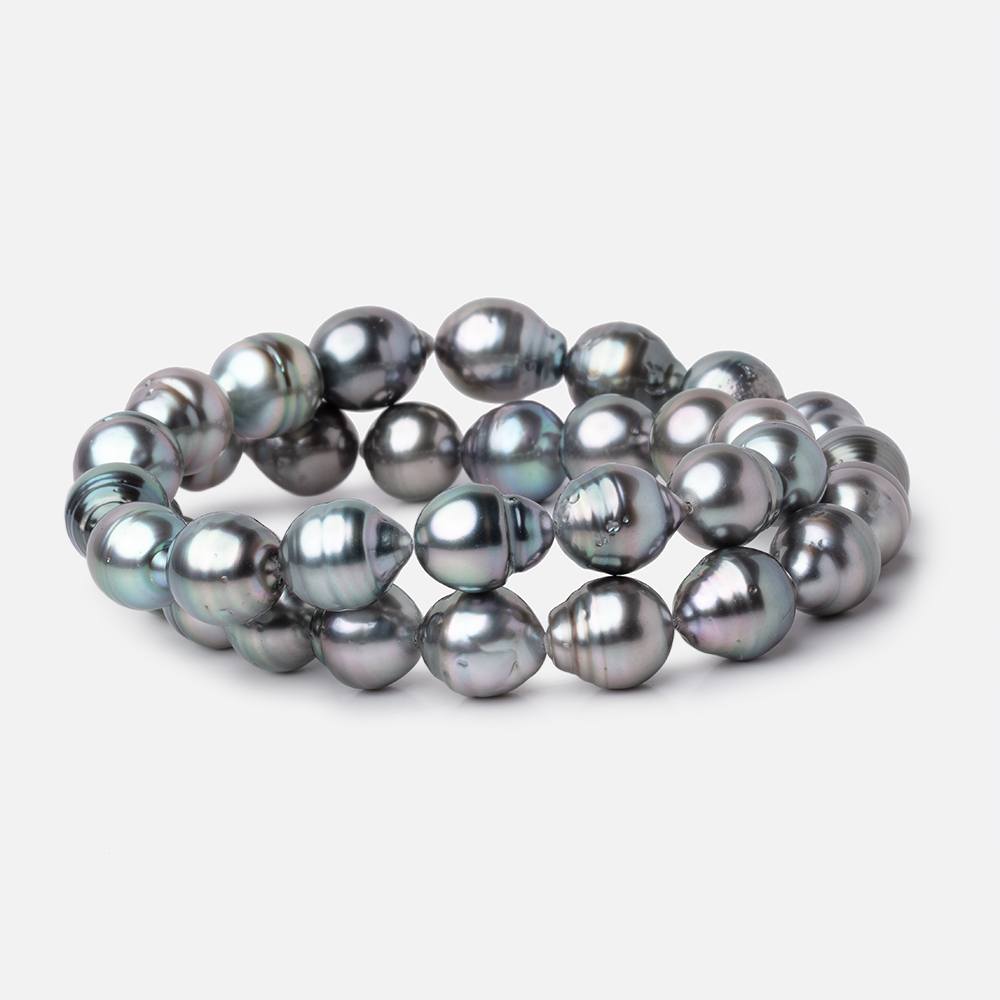 9 - 10mm Silver Tahitian Saltwater Pearl Beads 16 inch 36 pieces A - Beadsofcambay.com