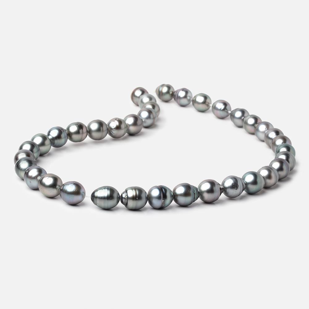 9 - 10mm Silver Tahitian Saltwater Pearl Beads 16 inch 36 pieces A - Beadsofcambay.com