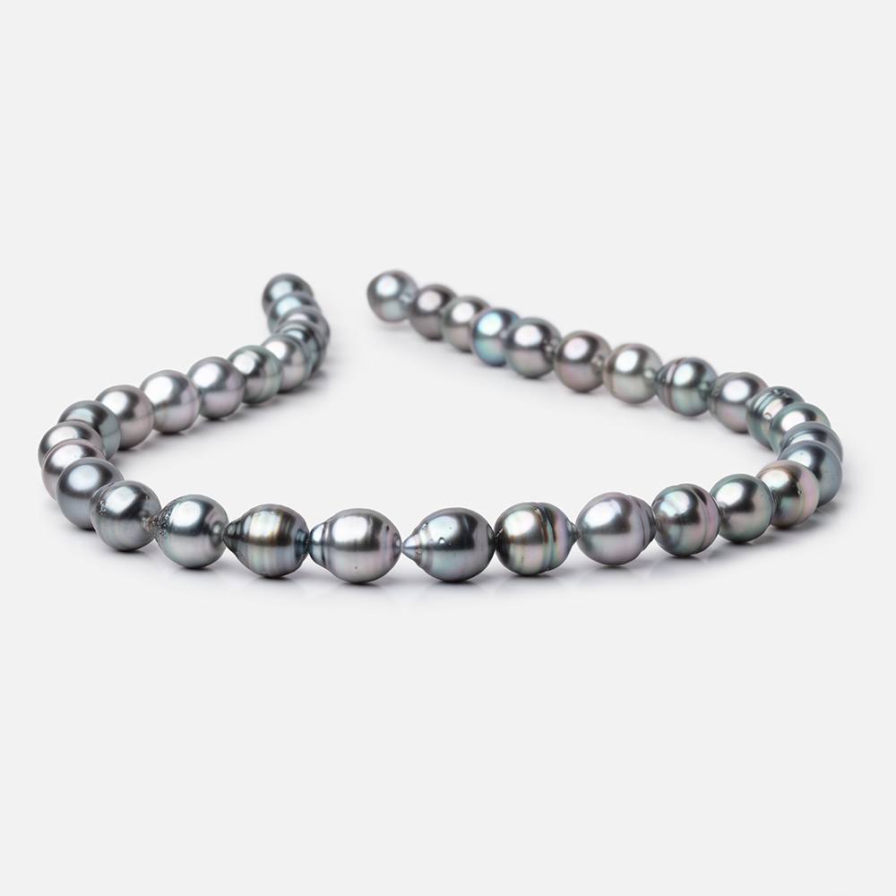 9 - 10mm Silver Tahitian Saltwater Pearl Beads 16 inch 36 pieces A - Beadsofcambay.com