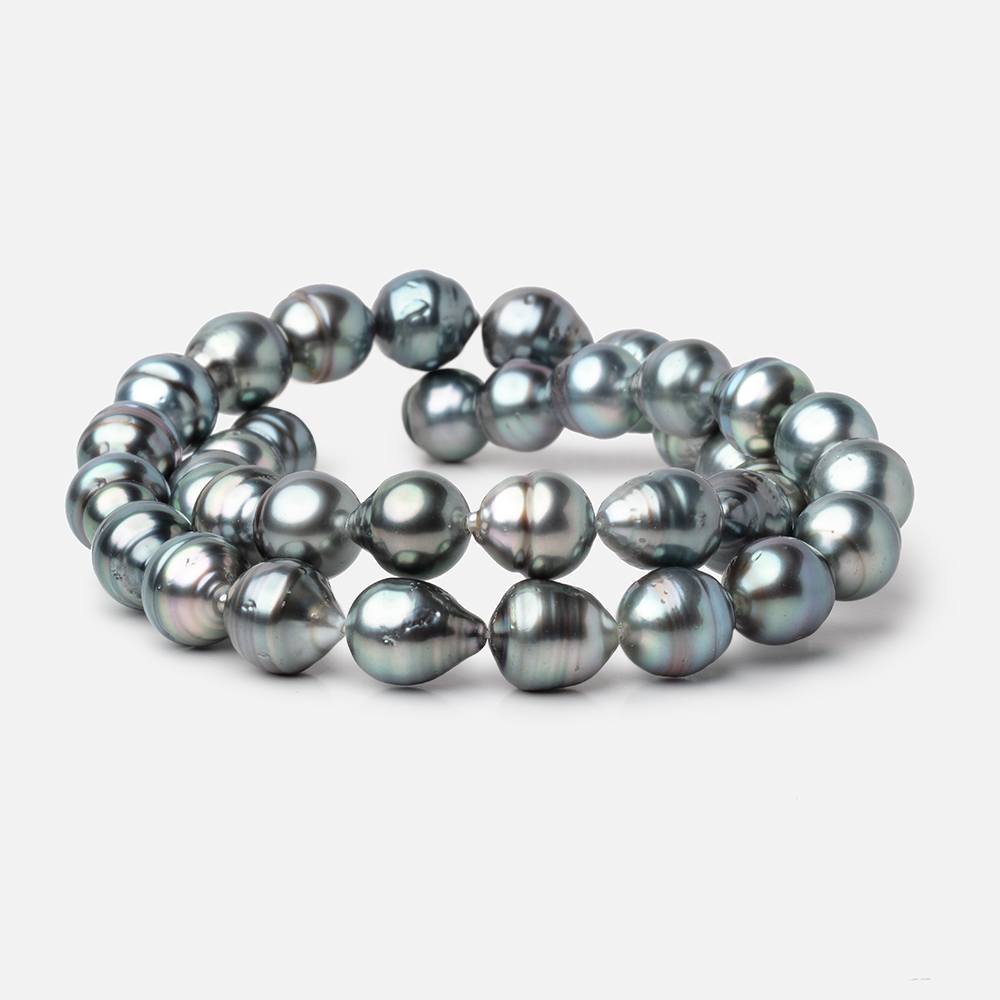 9 - 10mm Silver Tahitian Saltwater Pearl Beads 16 inch 37 pieces A - Beadsofcambay.com