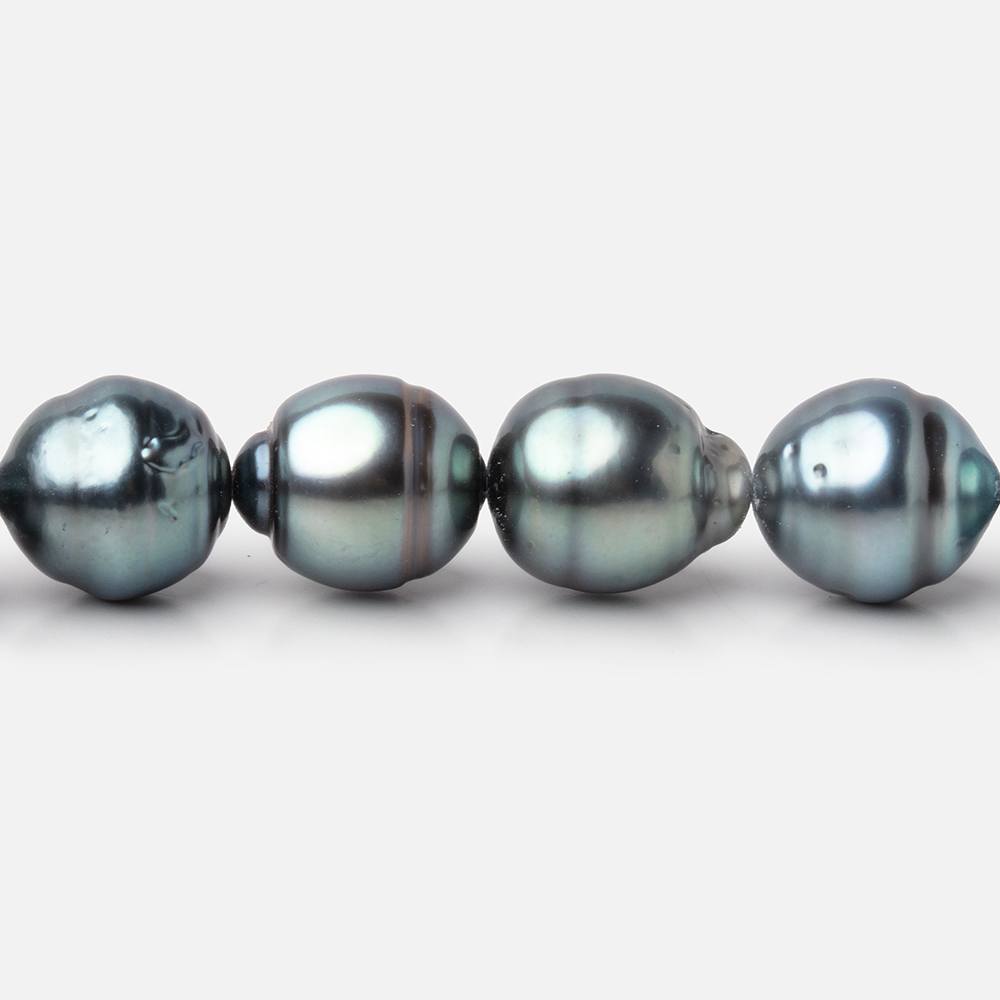 9 - 10mm Silver Tahitian Saltwater Pearl Beads 16 inch 37 pieces A - Beadsofcambay.com