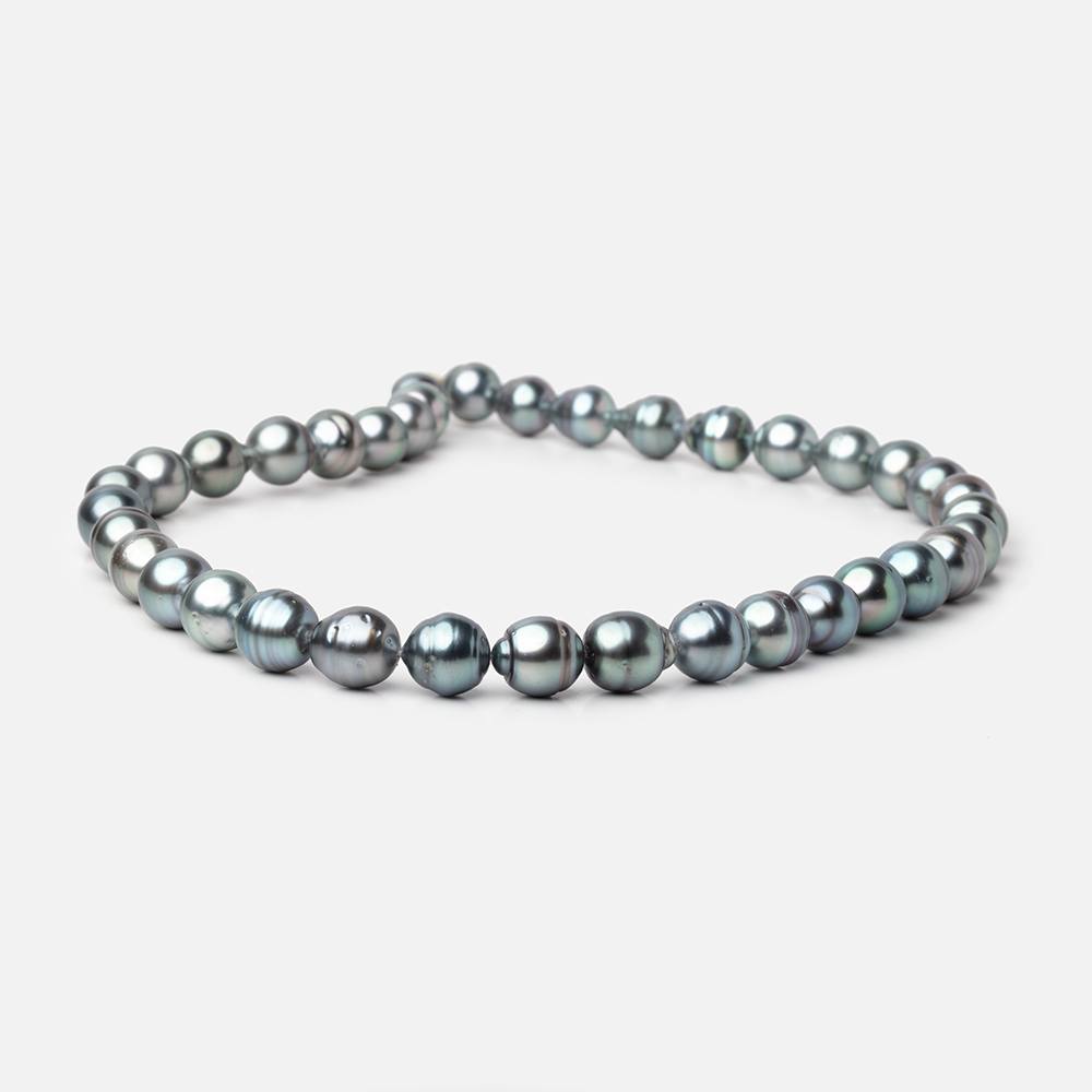 9 - 10mm Silver Tahitian Saltwater Pearl Beads 16 inch 37 pieces A - Beadsofcambay.com