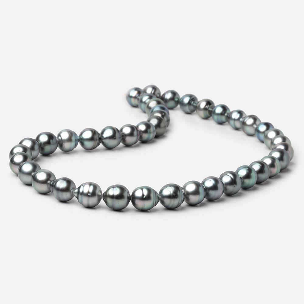 9 - 10mm Silver Tahitian Saltwater Pearl Beads 16 inch 40 pieces A - Beadsofcambay.com