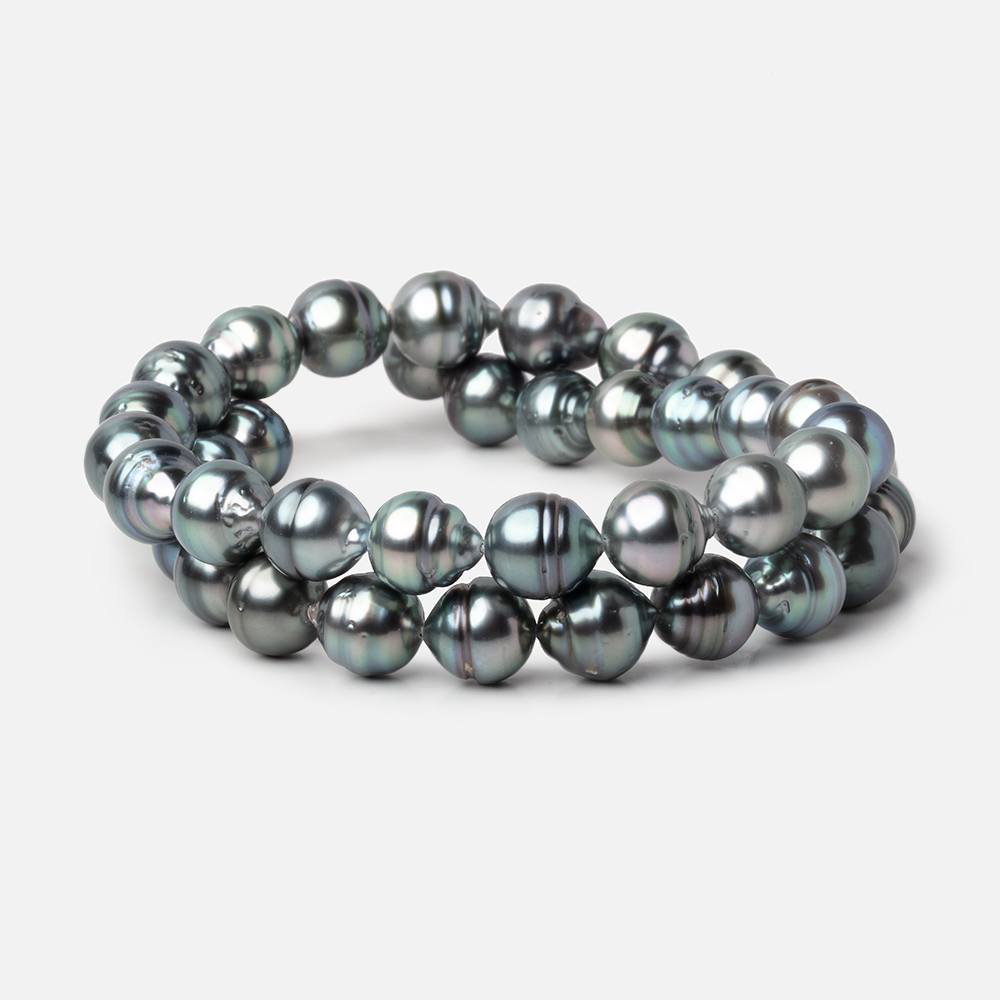 9 - 10mm Silver Tahitian Saltwater Pearl Beads 16 inch 40 pieces A - Beadsofcambay.com