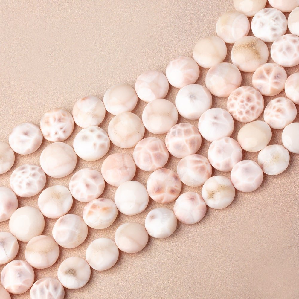 9 - 11mm Natrolite Plain Coin Beads 7.5 inch 16 pieces - Beadsofcambay.com