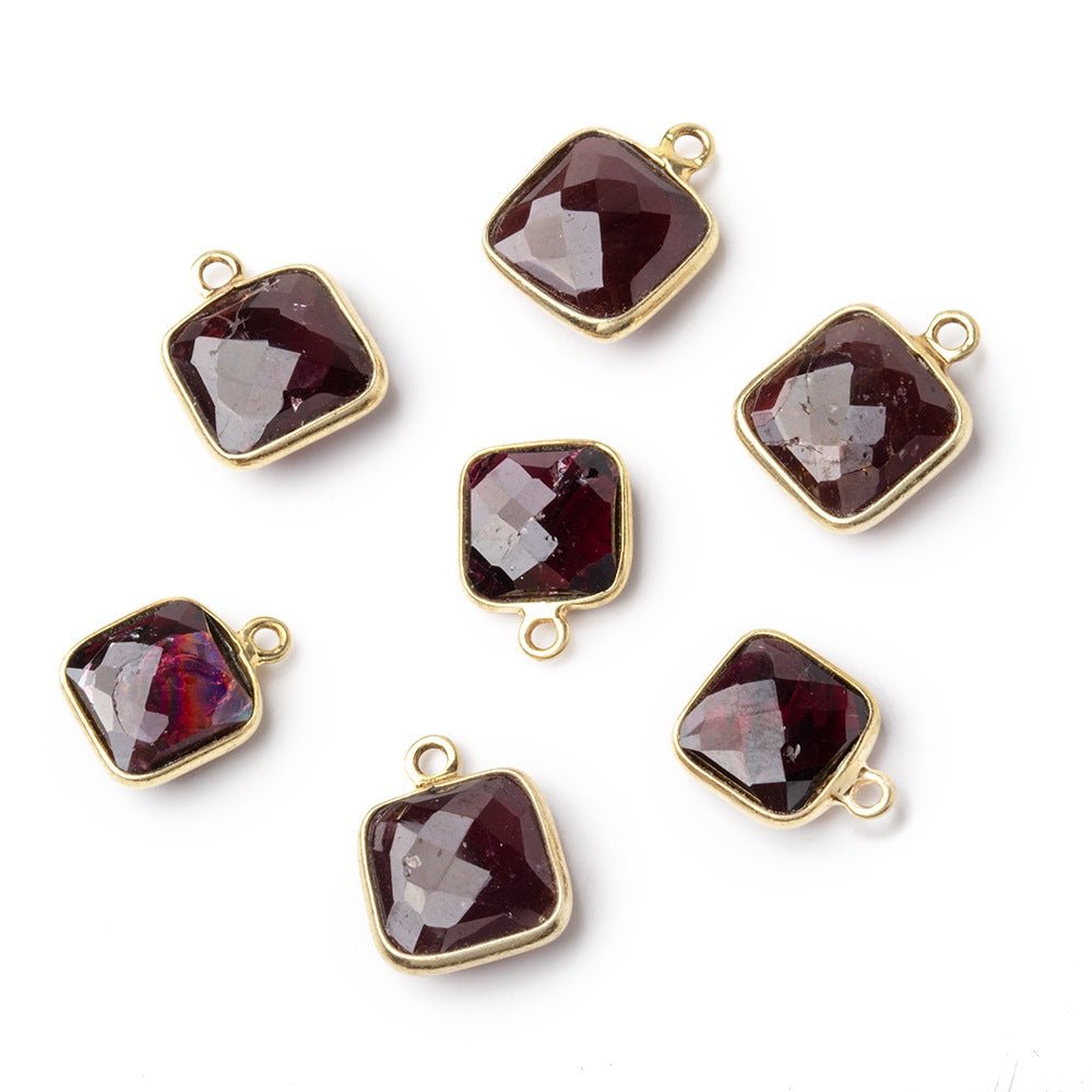 9 - 11mm Vermeil Bezel Faceted Cushion Pendant 1 piece - Beadsofcambay.com