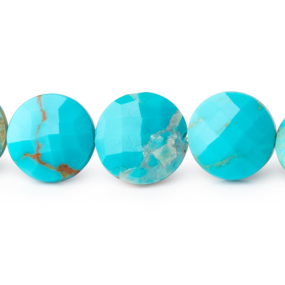 9 - 13mm Sleeping Beauty Turquoise Faceted Coin 17 inch 43 Beads AA - Beadsofcambay.com