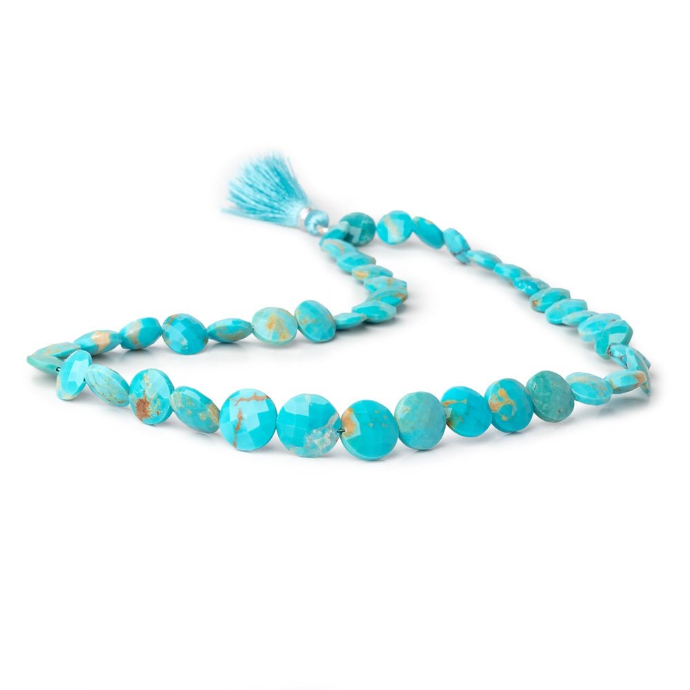 9 - 13mm Sleeping Beauty Turquoise Faceted Coin 17 inch 43 Beads AA - Beadsofcambay.com