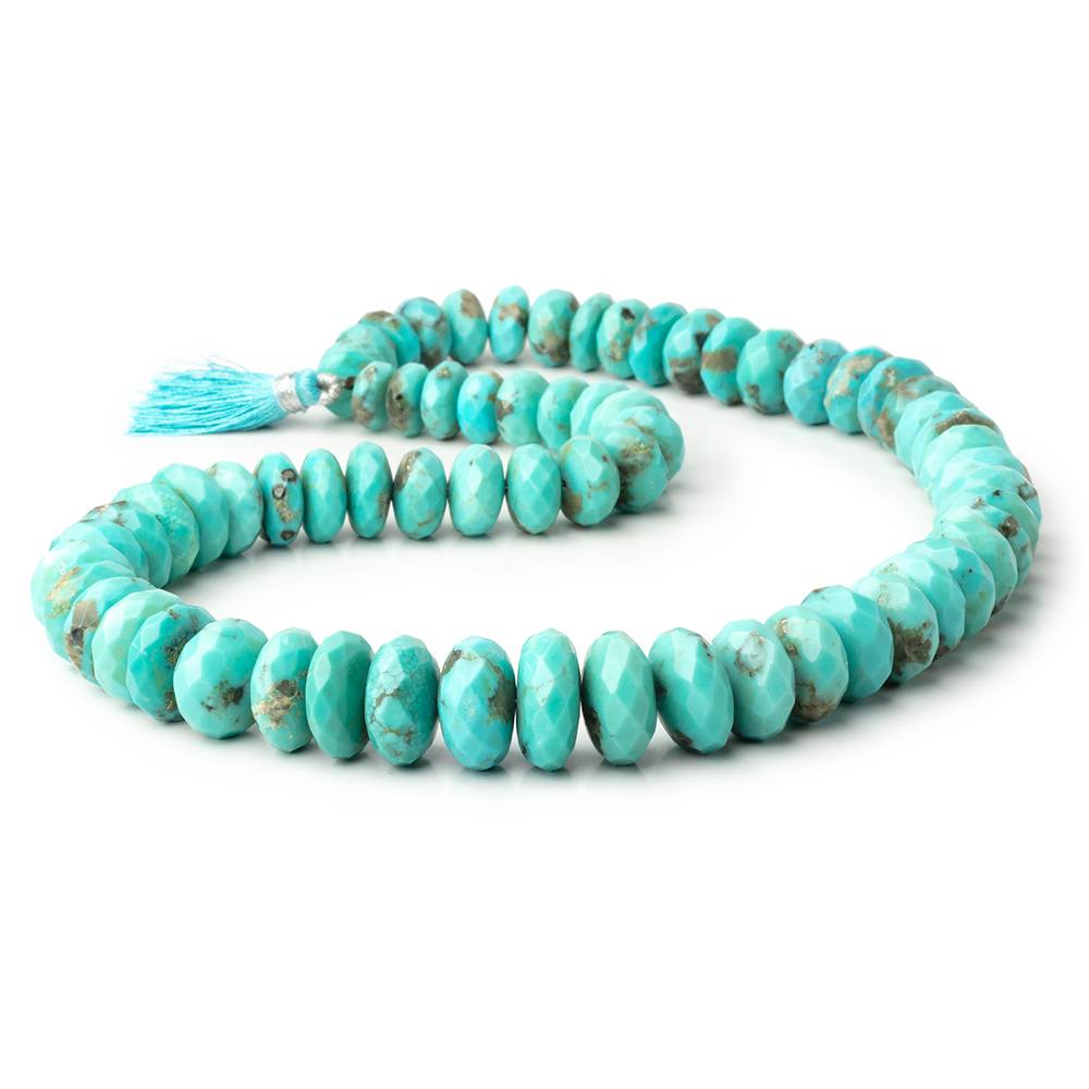 9 - 16.5mm Sleeping Beauty Turquoise Faceted Rondelle 18 inch 67 Beads AAA - Beadsofcambay.com