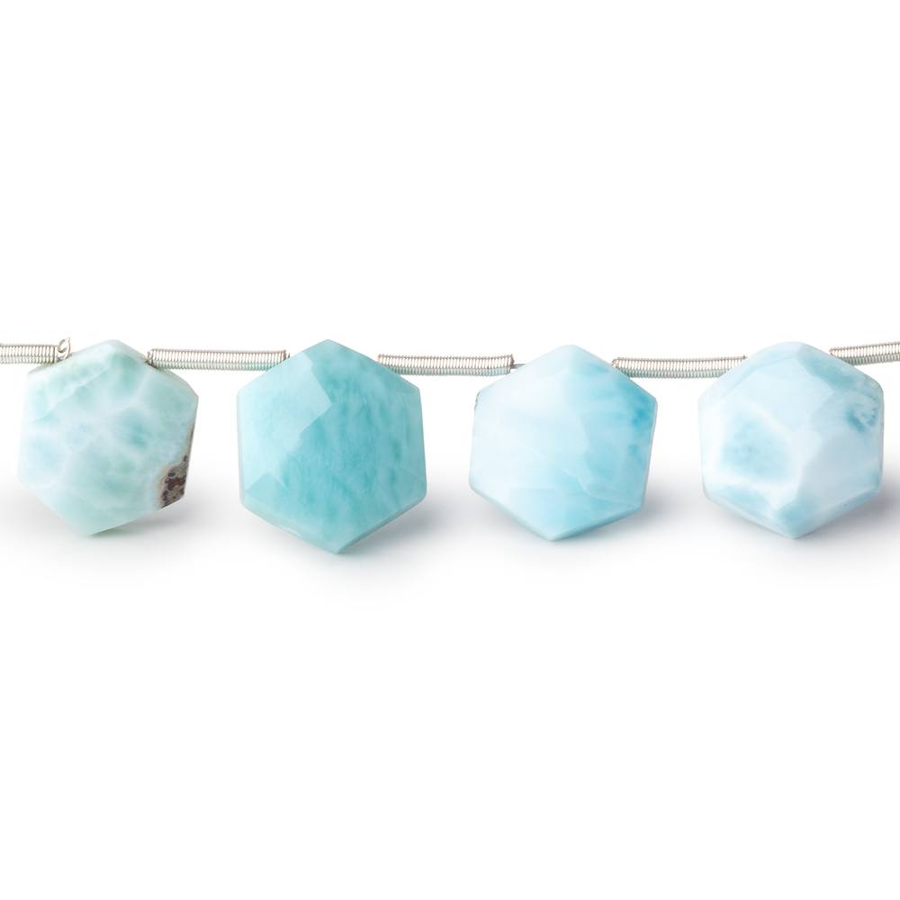 9 - 9.5mm Larimar Faceted Hexagon Beads 8 inch 16 pieces - Beadsofcambay.com