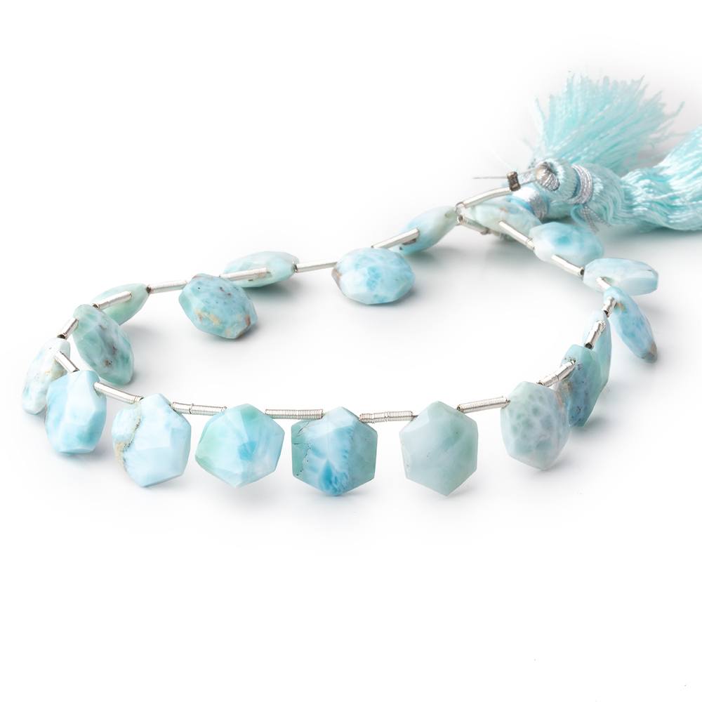 9 - 9.5mm Larimar Faceted Hexagon Beads 8 inch 16 pieces - Beadsofcambay.com