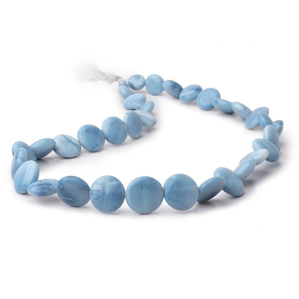 9.5 - 15mm Owyhee Blue Opal Plain Coin Beads 16 inch 34 pieces - Beadsofcambay.com