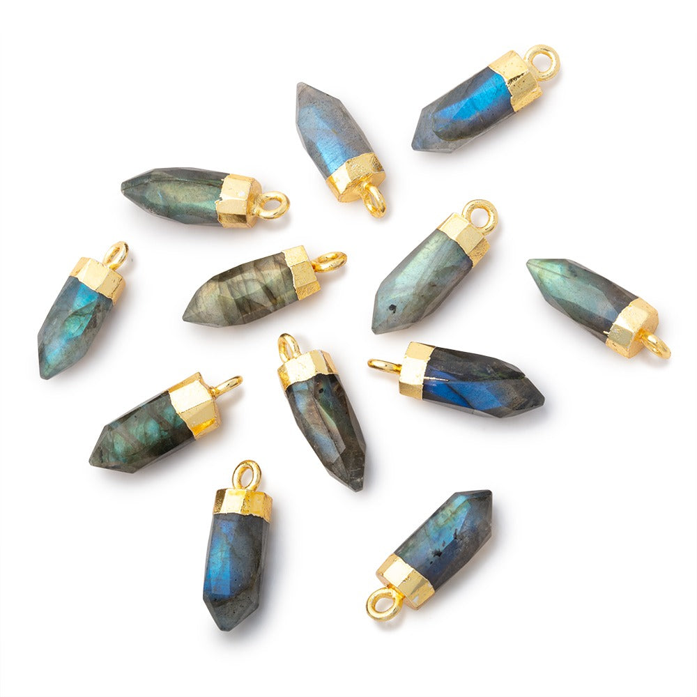 14-16mm Gold Leafed Labradorite Spike Pendant 1 piece - BeadsofCambay.com
