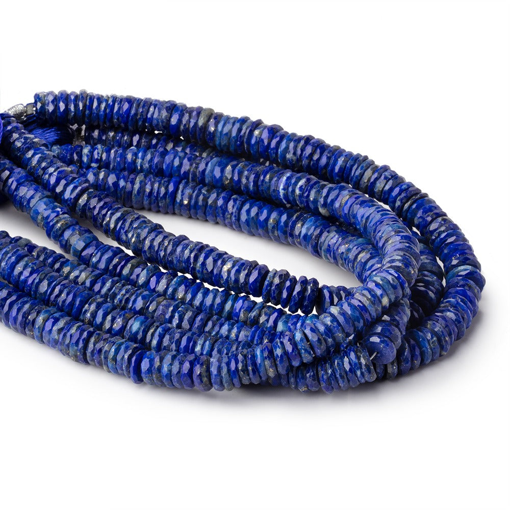 6-7mm Lapis Lazuli Faceted Heishi Beads 8 inch 98 pieces - BeadsofCambay.com