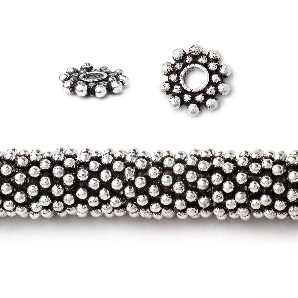 9mm Double Row Daisy Spacers with 3mm Large Hole 8 inch 130 Beads - Beadsofcambay.com