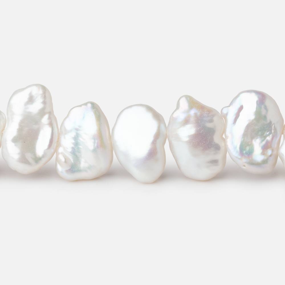 9x12 - 10x15.5mm White Keshi Side Drill Freshwater Pearl 16 inch 45 Beads - Beadsofcambay.com