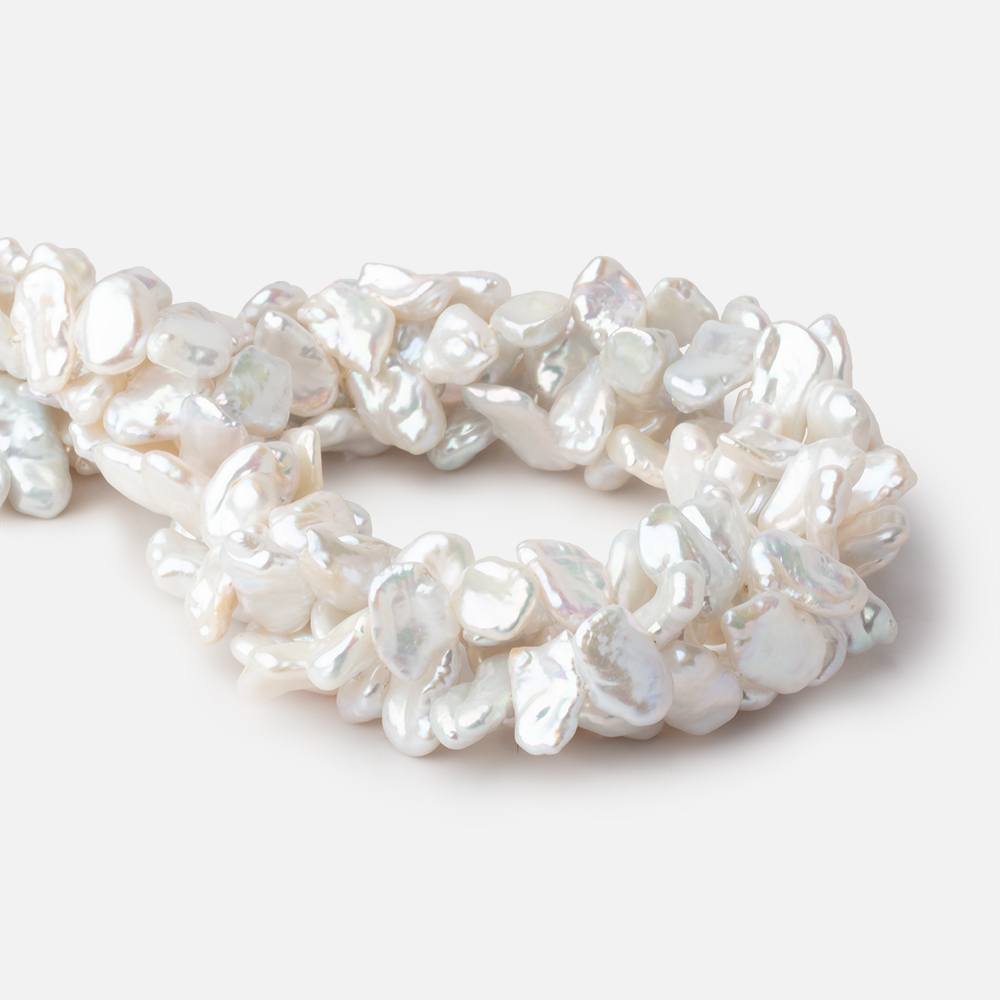 9x12 - 10x15.5mm White Keshi Side Drill Freshwater Pearl 16 inch 45 Beads - Beadsofcambay.com