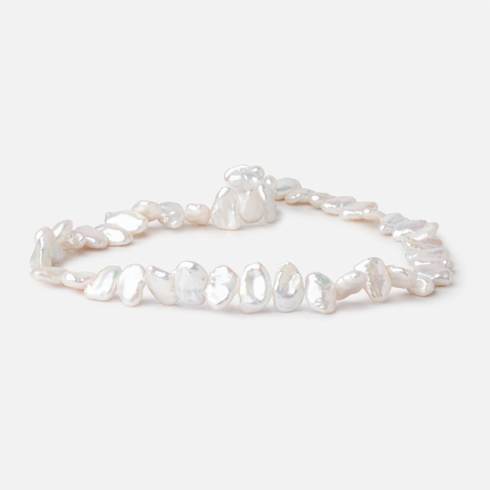 9x12 - 10x15.5mm White Keshi Side Drill Freshwater Pearl 16 inch 45 Beads - Beadsofcambay.com